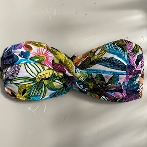 La Blanca tropical multi color pattern bandeau style bikini top size 10